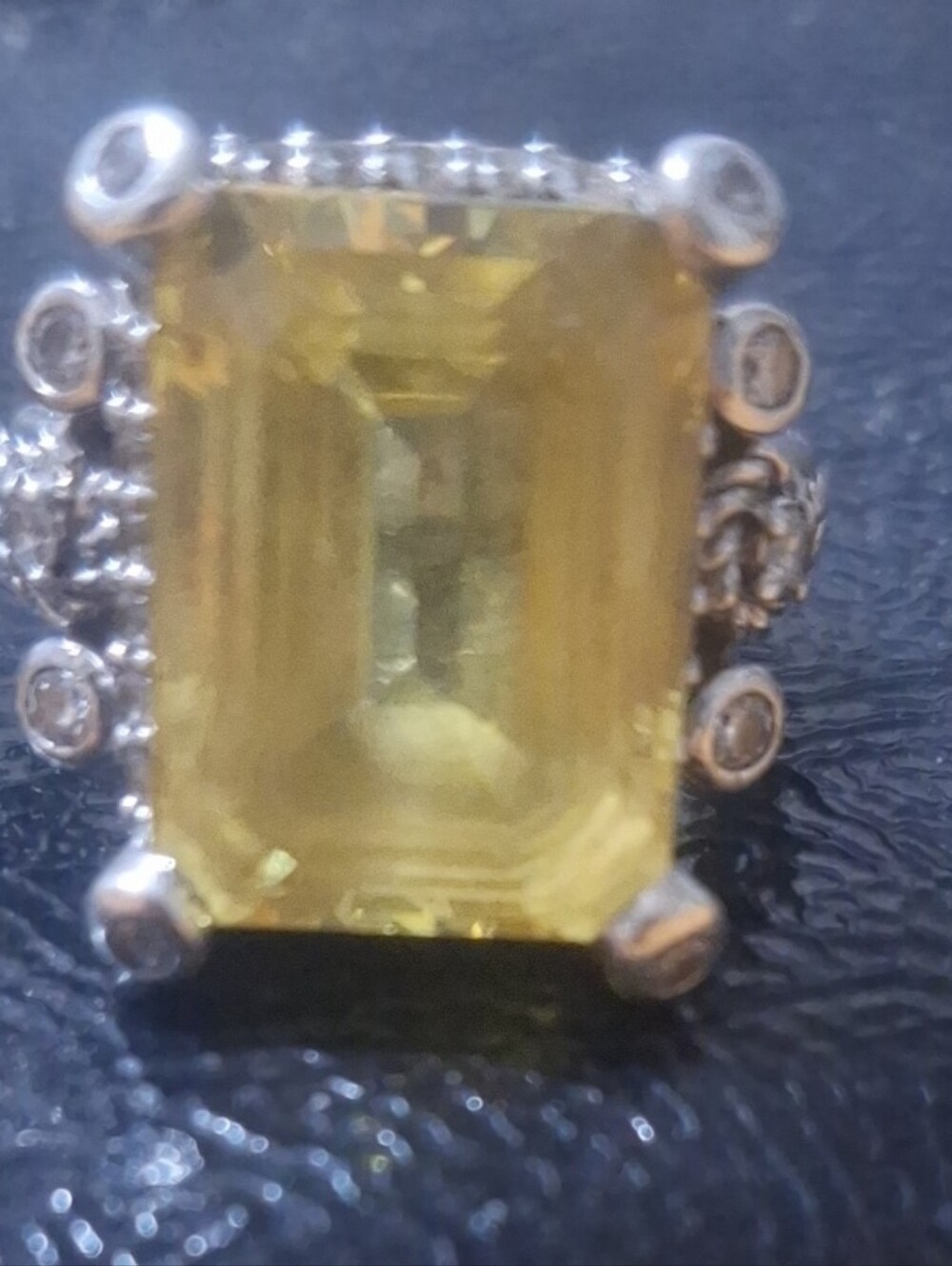 Judith Ripka Yellow Emerald-Cut Statement Ring with Accent Stones